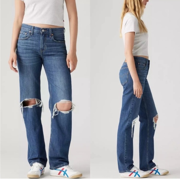 Levi’s Womens Sz 31 Low Pro Straight Baggy Relaxed Distressed Jeans - Picture 1 of 8